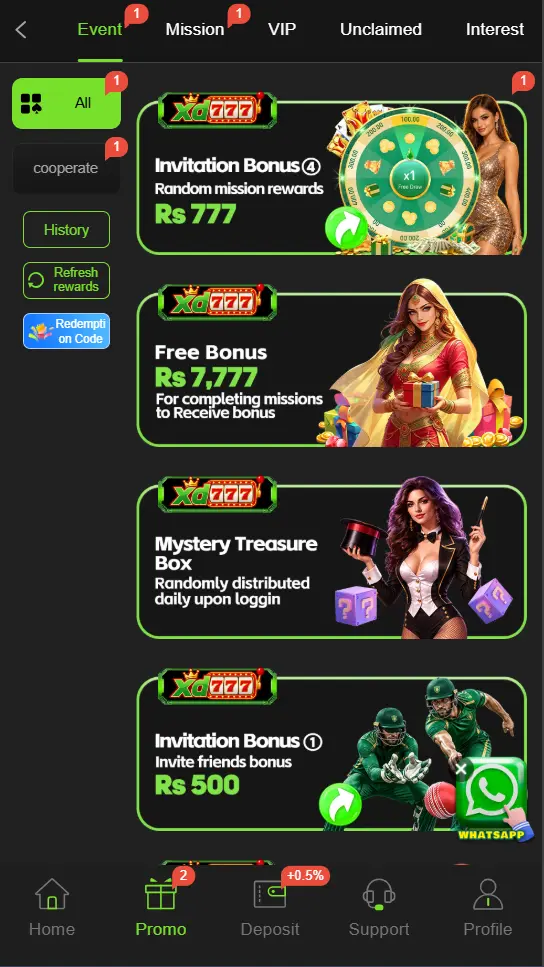 xd777 game rewards features